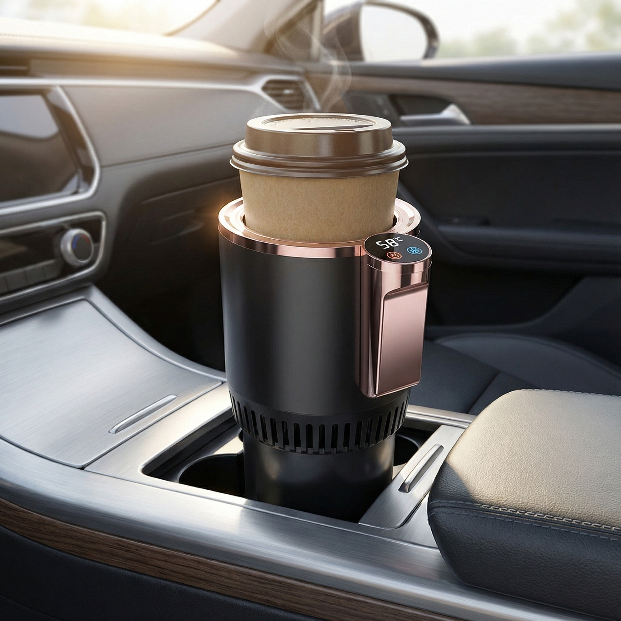 Smart Dual-Temperature Car Cup Holder with Digital Display