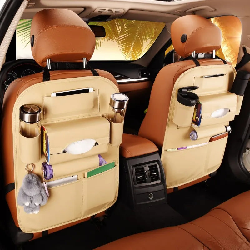 Leather Backseat Car Organizer Storage Bag