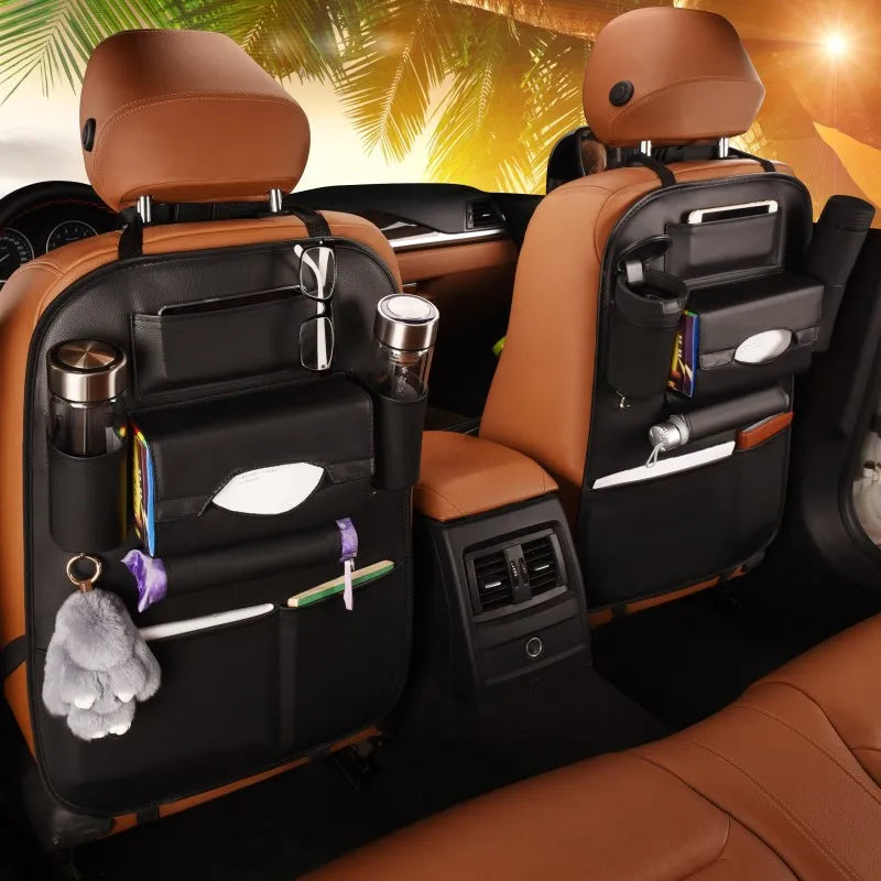 Leather Backseat Car Organizer Storage Bag
