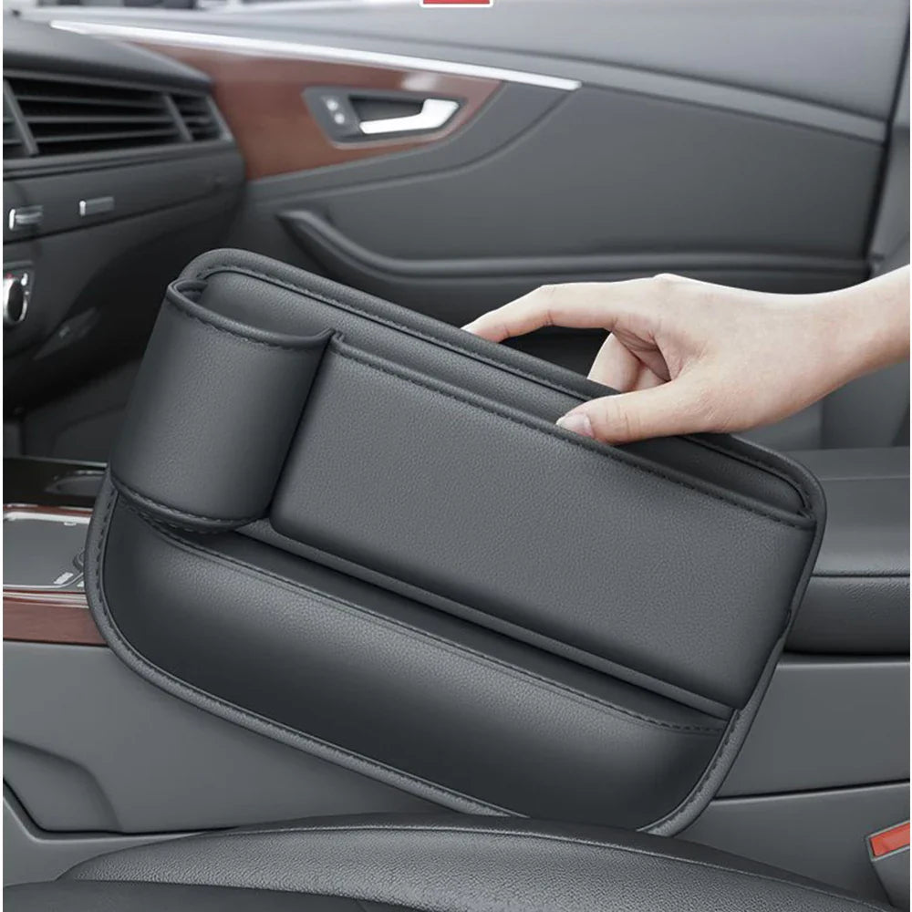 Leather Car Seat Gap Organizer with Cup Holder