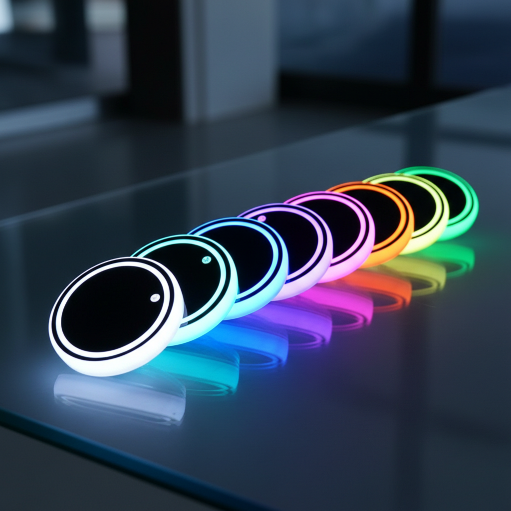 7-Color LED Car Cup Holder Ambient Lights (USB Rechargeable)